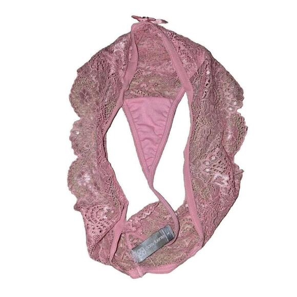 Pink Daisy Fuentes Lace 36B Push Up Longline Bra Set LARGE Thong Lingerie NWT - Picture 7 of 9